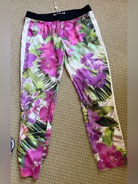 Trina Turk Pink & Green Floral Pants, size S
